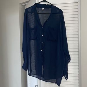 One Size - American Apparel Blue Chiffon Blouse
